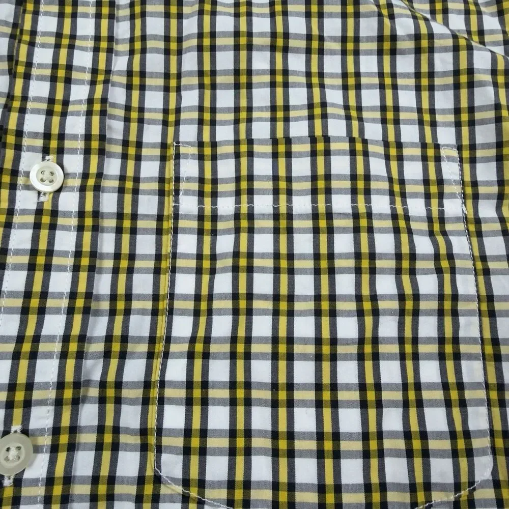 Banana Republic Untucked Standard Fit Mens M L/S Button Up Shirt Plaid Cotton